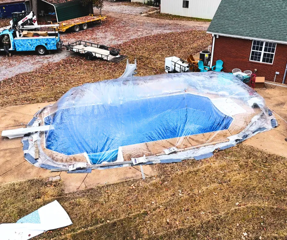 Inflated Pool Construction Dome onsite