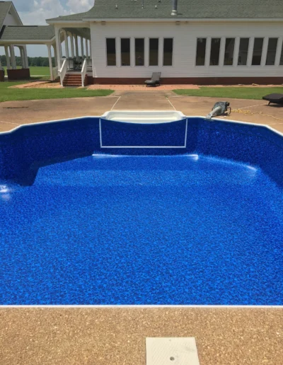 A blue swimming pool with a blue liner called Carolina Arctic
