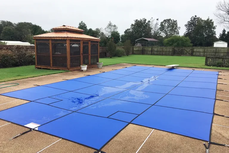 Blue Rectangle Freeform Pool Cover