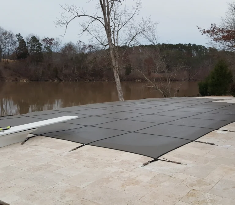 Grey Rectangle Pool Cover with Diving Board