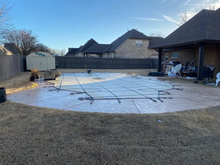 Tan Pool Cover with Rock Feature