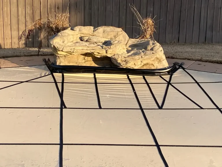 Tan Pool Cover with Rock Feature