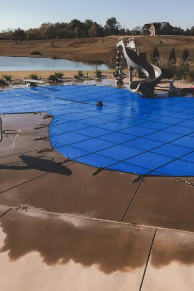 cover-pool Dogs on a Pool Float in an above ground pool